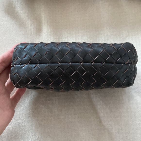 Real leather intrecciato woven make up small purse, brown w zipper - Picture 4 of 5